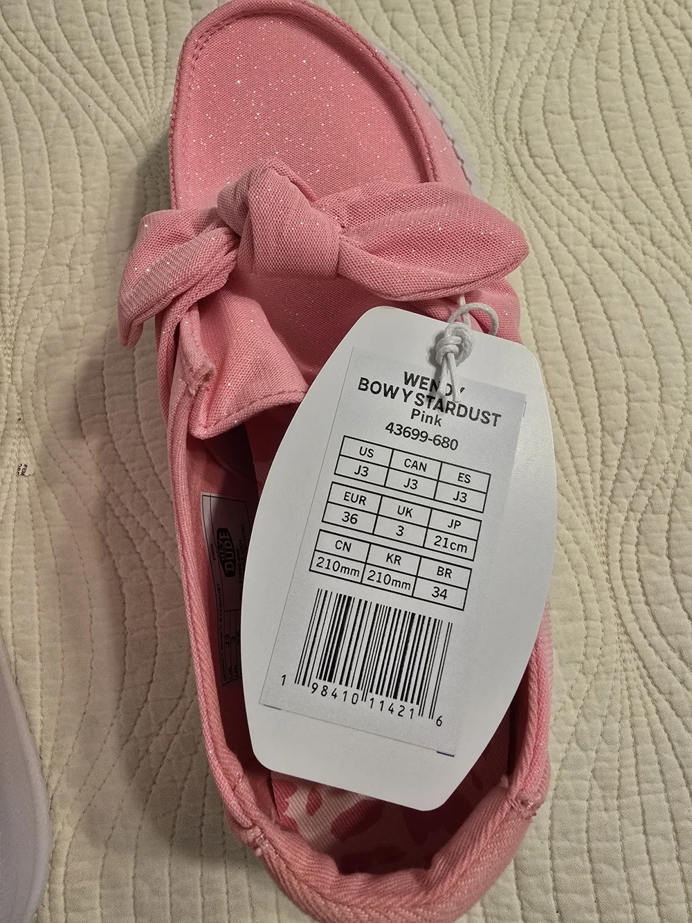NWT Hey Dude Girls Wendy Bow Y Stardust Slip On Sneakers